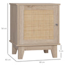 HOMCOM Nightstand, Rattan Bedside Table, Sofa Side Table w/ Storage Cupboard