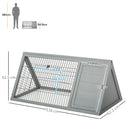 PawHut Wooden Rabbit Hutch Triangle Bunny Ferret Cage Guinea Pig Run Grey