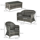 Outsunny 4 PCs Rattan Wicker Sofa Set Outdoor Conservatory Furniture w/ Cushion