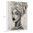 HOMCOM Hand-Painted Wall Art, Canvas Wall Painting African Woman, 100 x 80cm