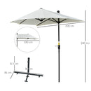 Outsunny 2m Half Garden Parasol Market Umbrella w/ Crank Handle, Base Cream