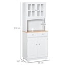 HOMCOM Coastal Kitchen Cupboard Storage Cabinet Unit for Dining Room, White