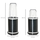 HOMCOM Countertop Blender 1000W Smoothie Maker with 0.7L and 0.35L Mix Cup