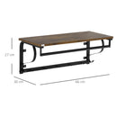 HOMCOM Floating Shelf Wall Mounted Shelf with 5 Hooks and Hanging Rod Brown
