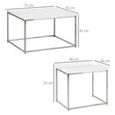 HOMCOM Coffee Table Set of 3 W/ Steel Frame, High Gloss Nest of Tables, White