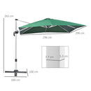 Outsunny 3 x 3(m) Cantilever Roma Parasol Garden Umbrella with Cross Base Green