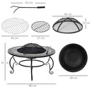 Outsunny Firepit Fire Bowl W/ Grill Spark Screen Cover Fire Poker Bonfire Patio