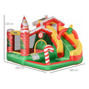 Outsunny Bouncy Castle with Slide Pool Trampoline Climbing Wall with Blower