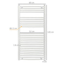 HOMCOM Heated Towel Rail, Hydronic Bathroom Ladder Radiator 600mm x 1200mm White