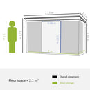 Outsunny 7 x 4ft Metal Garden Storage Shed w/ Double Door & Ventilation