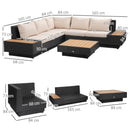 Outsunny 4Pcs Rattan Sofa Set Garden Furniture Set with Armrest Cushions Black