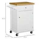 HOMCOM Rolling Kitchen Cart Storage Trolley with Drawer Towel Rail White