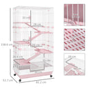 PawHut Six-Level Small Animal Cage, Indoor Pet House, Pink, 81 x 52.5 x 159 cm
