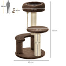PawHut Cat Tree Scratcher Kitty Activity Center 2 Perch Sisal Rope Brown