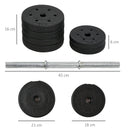 HOMCOM 30KG Adjustable Dumbbells Weight Set Hand Weight for Body Fitness