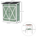 Outsunny Garden Storage Shed Tool Organizer w/ Table, 139x75x160cm, Green