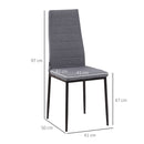 HOMCOM Dining Chairs Upholstered Fabric Accent Chairs with Metal Legs, Set of 4