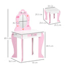 ZONEKIZ Kids Vanity Set w/ Mirror, Drawer, Cute Patterns, for Girls - Pink