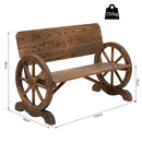 Outsunny Rustic Wood Design Home Garden Wagon Wheel Bench Décor Outdoor Loveseat
