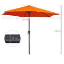 Outsunny Patio Umbrella Parasol Sun Shade Garden Aluminium Orange 2.7M