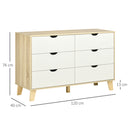 HOMCOM Chest of Drawers, 6 Drawer Unit Storage Chest Bedroom White and Brown