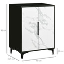 HOMCOM Storage Cabinet with Marble Effect Doors and Adjustable Shelf, Black