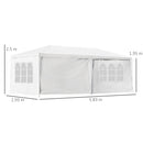Outsunny 6 x 3(m) Outdoor Gazebo Canopy Party Tent with 4 Removable Side Walls