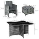 Outsunny Rattan Dining Set Garden Furniture Cube Table Chair Stool Cushion Seat