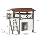 PawHut Cat House Outdoor Kitten Shelter Puppy Kennel w/ Balcony Stairs Roof