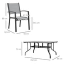 Outsunny 7 Piece Garden Furniture Set w/ Dining Table Chairs 6 Seater Grey