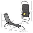 Outsunny Set of 2 Outdoor Recliner Portable Lounge Chairs Adjustable Backrest