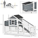 PawHut Wooden Chicken Coop w/Outside Run, Nesting Box, Slide Out Tray, Ramp
