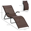 Outsunny Folding Lounge Chair, Outdoor Chaise Lounge for Beach, Poolside, Brown