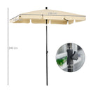 Outsunny Aluminium Sun Umbrella Parasol Patio Rectangular 2M x 1.3M Beige