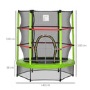 HOMCOM Kids Trampoline Mini Bouncer w/ Enclosure Net for 3-6 Years Green