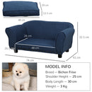PawHut Dog Sofa Bed, Kitten Couch Chair w/ Soft Cushion, for Small Dogs - Blue