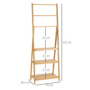 kleankin Foldable Natural Bamboo Towel Rack with 3 Towel Rails and 3 Shelves