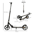 HOMCOM Foldable Kick Scooter for Kids w/ Adjustable Height, Break, Big Wheels