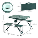 Outsunny Picnic Table Chair Set 4 Seat Aluminium PP W/ 2.7cm Umbrella Hole