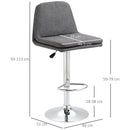 HOMCOM Morden Adjustable Swivel Bar Stools Set of 2, with Backrest, Grey