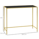 HOMCOM Modern Console Table Tempered Glass Top Sofa Table Steel Frame Black