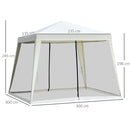 Outsunny 3x3m Outdoor Gazebo Canopy Tent Event Shelter w/ Mesh Screen Side White