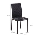HOMCOM Dining Chairs Faux Leather Accent Chairs for Kitchen, Set of 4, Black