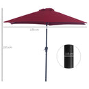 Outsunny Patio Umbrella Parasol Sun Shade Garden Aluminium Wine Red 2.7M