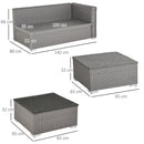 Outsunny 5PC PE Rattan Corner Sofa Set Outdoor Conservatory Furniture w/ Cushion