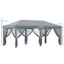 Outsunny 6 x 3m Pop Up Party Tent Canopy with 6 Removable Sidewalls Grey