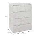 HOMCOM Bedroom Chest of Drawers, High Gloss 4 Drawers Dresser, Drawer Unit