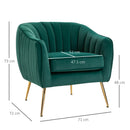 Velvet-Look Shell Shaped Chair w/ Gold Tone Legs Adjustable Feet Padding
