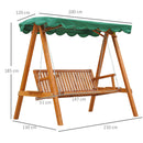 Outsunny Swing Chair 3 Seater Swinging Wooden Hammock Garden Seat Outdoor Canopy