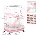 PawHut Four-Level Small Animal Cage, Indoor Pet House, Pink, 81 x 52.5 x 114 cm